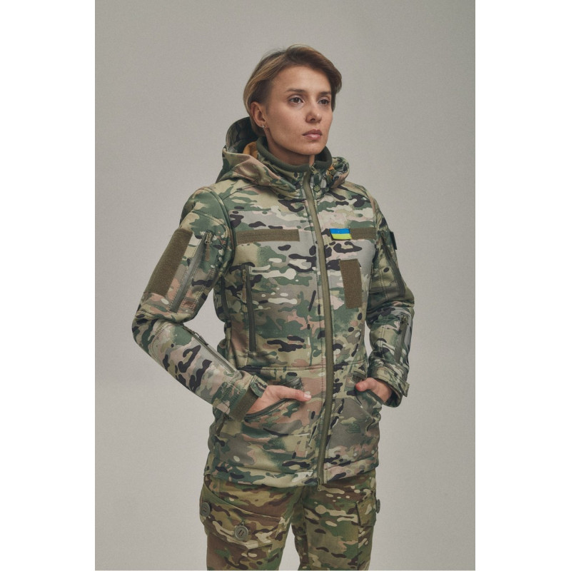 Зимова утеплена жіноча FS куртка-трансформер Soft Shell 2в1, мультикам Зимова утеплена жіноча FS куртка-трансформер Soft Shell 2в1, мультикам