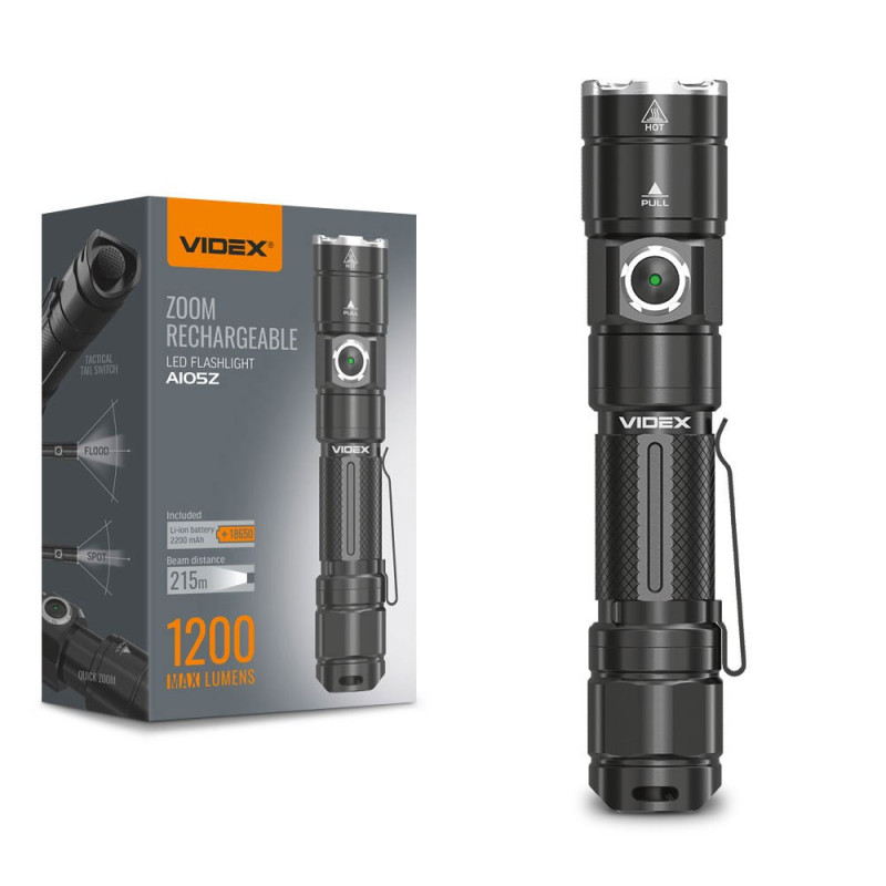Портативний світлодіодний ліхтарик VIDEX VLF-A105Z 1200Lm 5000K Портативний світлодіодний ліхтарик VIDEX VLF-A105Z 1200Lm 5000K