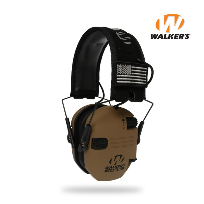 Активні навушники Walker's Razor Slim Original з патчами (Коричневий)