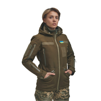 Зимова утеплена жіноча FS куртка-трансформер Soft Shell 2в1, хакі