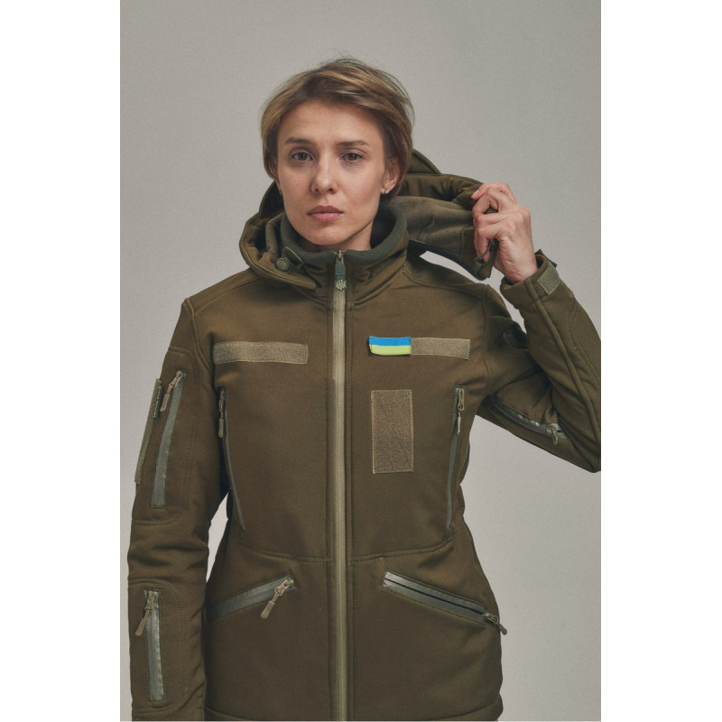 Зимова утеплена жіноча FS куртка-трансформер Soft Shell 2в1, хакі