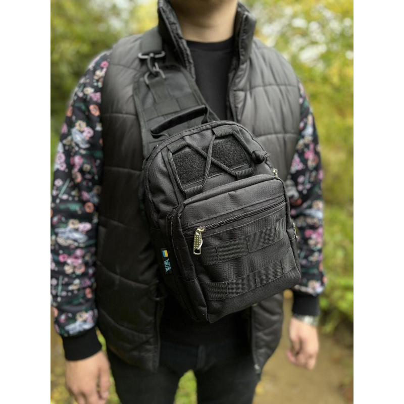 Сумка через плече — Чорна з MOLLE-системою