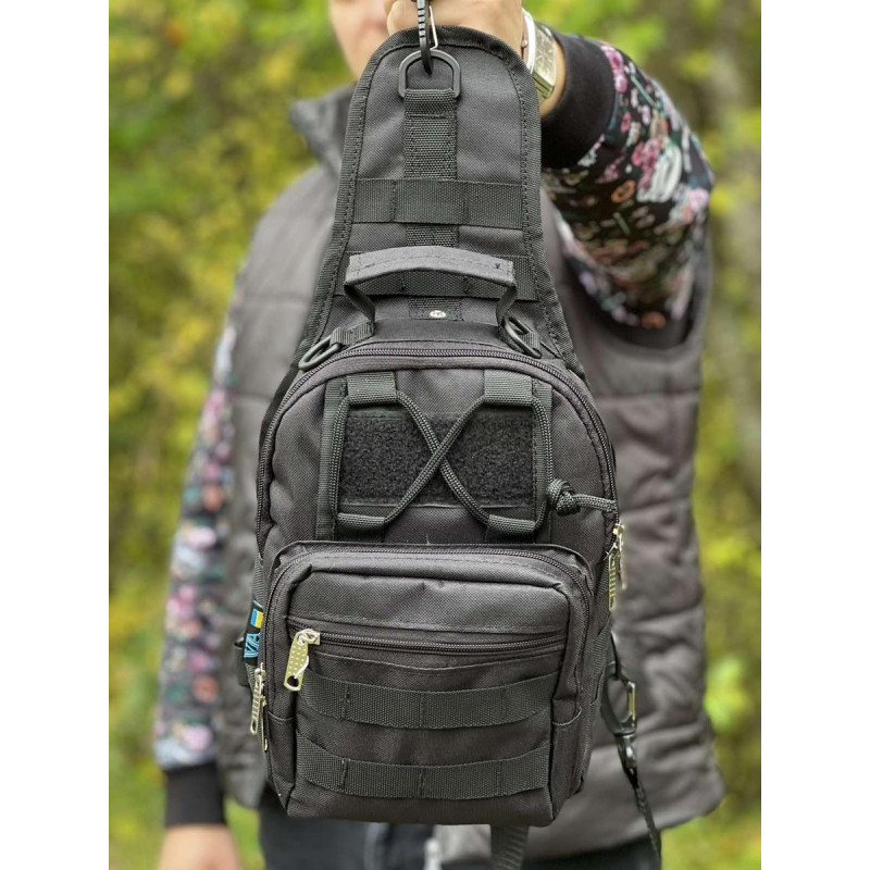 Сумка через плече — Чорна з MOLLE-системою
